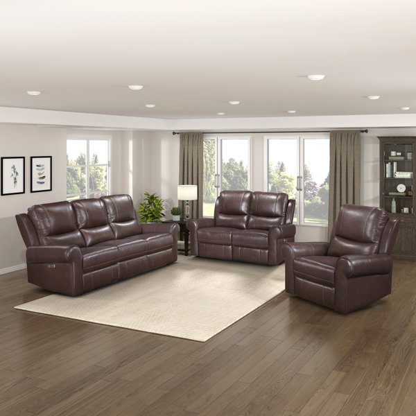 Red Barrel Studio® Yeles 3Piece Leather Match Power Reclining Living